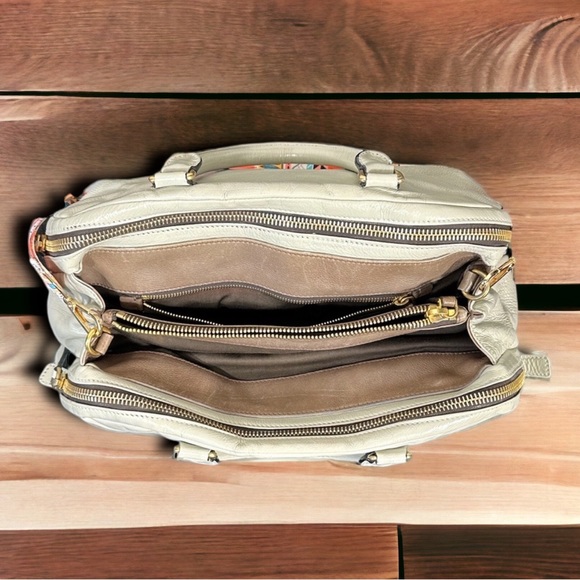 MIU MIU TWO WAY bowler satchel leather bag in bone color *custom* good cond 075H - Picture 10 of 11